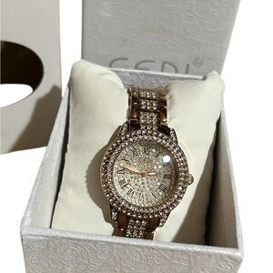 Gedi Luxurious women’s Gold and Silver Crystal-Embellished Watch